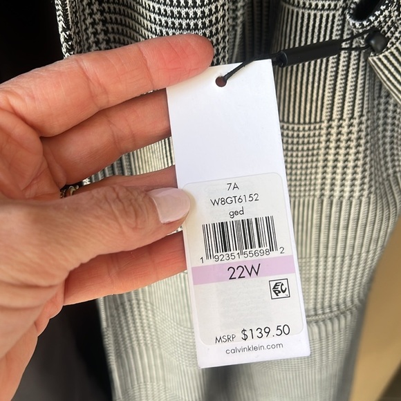 Calvin Klein New w Tag 22W Glen Plaid Career Longline Structured Vest Duster - Picture 7 of 10